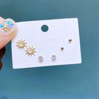 Fashion Earrings Set Zircon Opal Sun Stud Earrings Three Pairs Of Copper Earrings main image 2