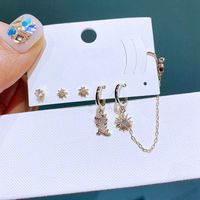 Fashion Earrings Set Simple Zircon Dinosaur Sun Copper Earrings main image 1