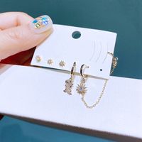 Fashion Earrings Set Simple Zircon Dinosaur Sun Copper Earrings main image 3