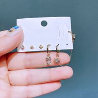 Fashion Earrings Set Simple Zircon Dinosaur Sun Copper Earrings main image 6