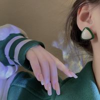 Retro Geometric Pearl Female Simple Green Alloy Earrings Ear Jewelry main image 5