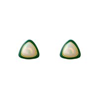 Retro Geometric Pearl Female Simple Green Alloy Earrings Ear Jewelry main image 6