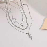 Fashion Rose Pendant Sweater Chain Stainless Steel Muilt-layered Clavicle Chain main image 4
