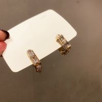 Korean Square Flash Diamond Light Luxury Earrings All-match Exquisite Atmosphere Earrings S925 Silver Needle Cold Wind Earrings Female main image 5