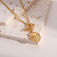 Fashion Round Pendant Necklace Simple Stainless Steel Necklace main image 2