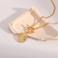 Fashion Round Pendant Necklace Simple Stainless Steel Necklace main image 4