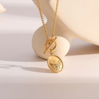 Fashion Round Pendant Necklace Simple Stainless Steel Necklace main image 5