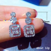 New Earrings Light Luxury Square Diamond Zircon Long Copper Earrings main image 5