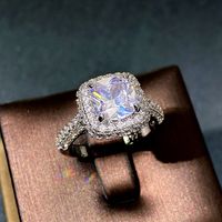 New Copper Jewelry Fashion Square Round Zircon Micro-encrusted Diamond Ring main image 4