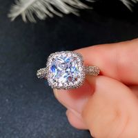 New Copper Jewelry Fashion Square Round Zircon Micro-encrusted Diamond Ring main image 5