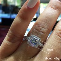 New Copper Jewelry Fashion Square Round Zircon Micro-encrusted Diamond Ring main image 6