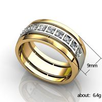 New Couple Rings Simple Two-color Copper Zircon Index Finger Ring Female main image 6