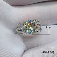 New Classic Four-claw Full Diamond Copper Zircon Proposal Wedding Ring main image 6