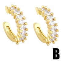 Fashion Geometric Inlaid Zircon Copper Zircon 18k Gold Plated Earrings Ear Studs sku image 1