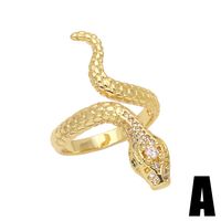 Retro Snake Ring Female Copper Plated 18k Real Gold Diamond Index Finger Ring sku image 1