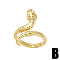 Retro Snake Ring Female Copper Plated 18k Real Gold Diamond Index Finger Ring sku image 2