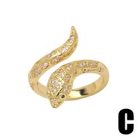 Retro Snake Ring Female Copper Plated 18k Real Gold Diamond Index Finger Ring sku image 3