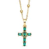 Fashion Cross Shaped Pendant Micro-set Colorful Gem Zircon Necklace sku image 2