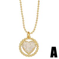 Jewelry Zircon Hollow Heart Shaped Pendant Creative Geometric Round Eye Necklace sku image 1