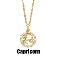 Zircon-encrusted Twelve Constellation Copper Necklace Wholesale sku image 10