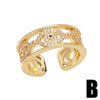 Fashion Copper Micro-encrusted Zircon Devil's Eye Ring Simple Opening Ring sku image 3