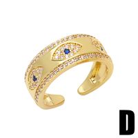 Fashion Copper Micro-encrusted Zircon Devil's Eye Ring Simple Opening Ring sku image 4