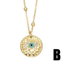 Fashion Hollow Color Dripping Oil Devil's Eye Copper Necklace Wholesale sku image 2
