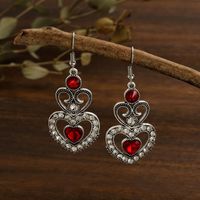 Fashion New Heart-shaped Full Diamond Creative Retro Alloy Earrings Jewelry Wholesale sku image 1