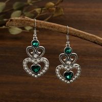 Fashion New Heart-shaped Full Diamond Creative Retro Alloy Earrings Jewelry Wholesale sku image 5