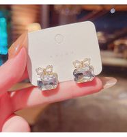 Simple Crystal Bow Earrings Korean Small Earrings main image 3