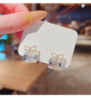 Simple Crystal Bow Earrings Korean Small Earrings main image 5