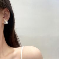 Simple Crystal Bow Earrings Korean Small Earrings main image 8