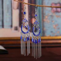 Pendientes Largos De Borla De Estilo Retro, Pendientes De Cadena De Cristal De Diamante U Para Mujer sku image 4