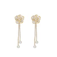 Retro Diamond Black Camellia Earrings Fashion Alloy Earrings sku image 2