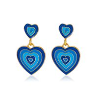 Fashion Color Matching Heart Shaped Oil Dripping Alloy Drop Earrings Wholesale sku image 1