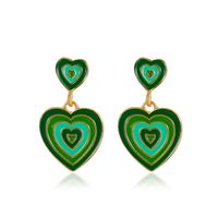 Fashion Color Matching Heart Shaped Oil Dripping Alloy Drop Earrings Wholesale sku image 2