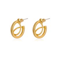 Retro Fashion Hollow C-shaped Geometric Irregular Copper Earrings sku image 1