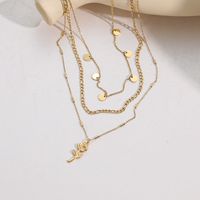 Fashion Rose Pendant Sweater Chain Stainless Steel Muilt-layered Clavicle Chain sku image 1