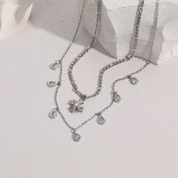 Fashion Necklace Double-layer Zircon Titanium Steel 18k Necklace sku image 2