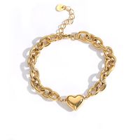 Heart Shaped Female Fashion 18k Copper Bracelet Metal Jewelry sku image 1