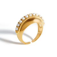 Pearl Ring Female Fashion Copper Index Finger Adjustable Open Ring sku image 1