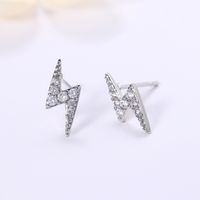 Simple Mini Lightning Zircon Female Simple Stud Copper Earrings Wholesale sku image 2