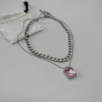 Collar Rosa Apilado De Acero Titanio Con Incrustaciones De Diamantes Esmeralda Retro main image 5