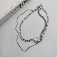 Retro Eingelegte Perlenkette Unregelmäßige Einfache Schlüsselbeinkette Aus Titanstahl main image 5