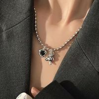 Retro Bear Shaped Heart Solid Color Titanium Steel Necklace Wholesale main image 1