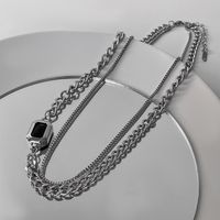 Retro Hollow Chain Double-layer  Titanium Steel Clavicle Chain Wholesale main image 5
