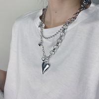 Fashion Irregular Heart Double Layered Trend Titanium Steel Necklace Wholesale main image 3