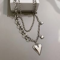 Fashion Irregular Heart Double Layered Trend Titanium Steel Necklace Wholesale main image 5