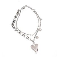 Fashion Irregular Heart Double Layered Trend Titanium Steel Necklace Wholesale main image 6