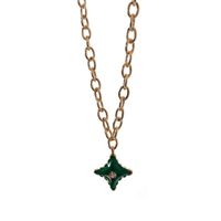 Fashion Hollow Chain Trend Green Four-cornered Star Titanium Steel Necklace main image 6